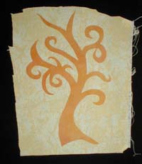 Creating "Deena's Tree" copyright 2006 - Fiber Art Postcard by Dottie Gantt
