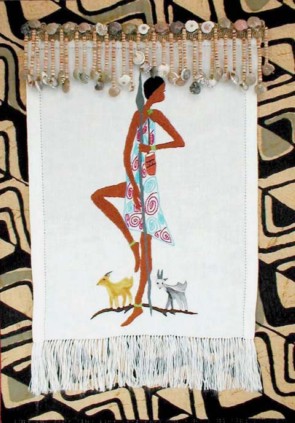 Detail view of "Bukran Women" copyright 2000 - Art Quilt by Dottie Gantt