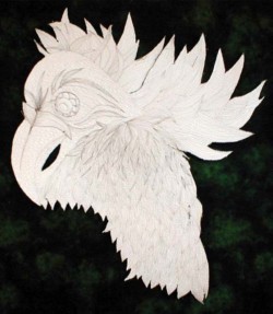 Back View of Gray Parrot in "She's So Vain" copyright 2001 - Art Quilt by Dottie Gantt